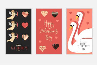 Sevgililer Günün kutlu olsun. Moda soyut sanat şablonları. Sosyal medya hikayeleri, mobil uygulamalar, afişler tasarımı ve internet reklamları için uygun. Düz biçim