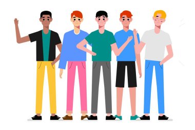 Multiethnic gay couple are proud to be. Young homosexuals gay couple love each other. Element lgbt and gay parade, protest. Vector illustration with lgbt man