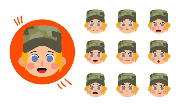 Military Human Character Your Scenes Character Ready Animation Funny Cartoon — 스톡 벡터