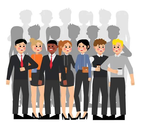 Group of people, business people and business women working in office vector character design