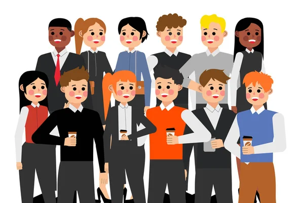 Group of people, business people and business women working in office vector character design