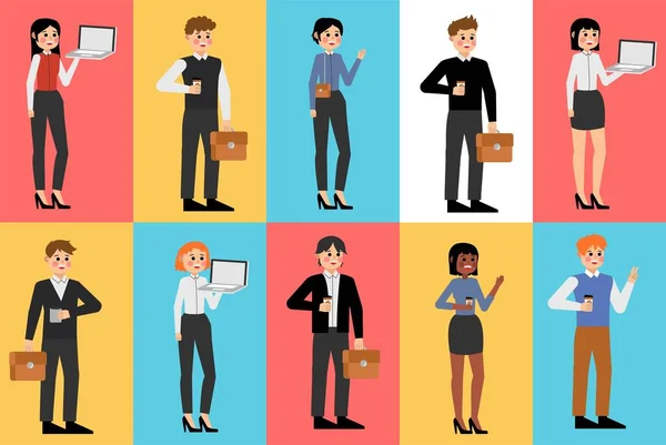 Group of people, business people and business women working in office vector character design