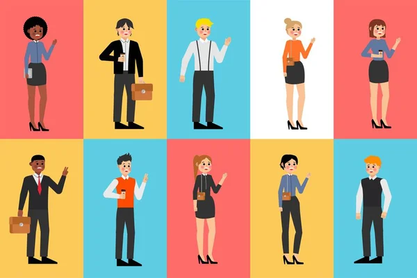 Group of people, business people and business women working in office vector character design