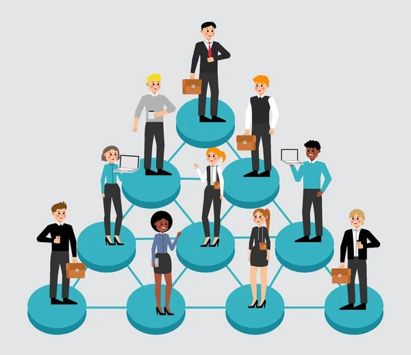 Group of people, business people and business women working in office vector character design. Diagram