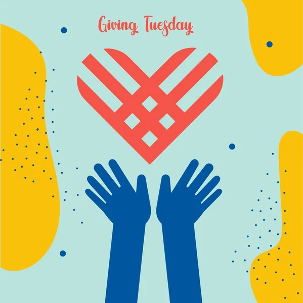 Happy Giving Tyesday Trendy Abstract Art Templates Hand Logo Dots — Stock Vector