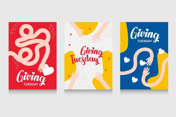 Happy Giving Tyesday Trendy Abstract Art Templates Hand Logo Dots — Stock Vector