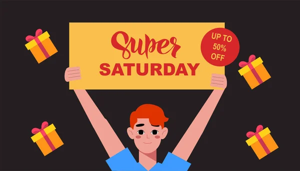 Super Saturday Sale Banner One Day Deal Special Offer Big — 스톡 벡터