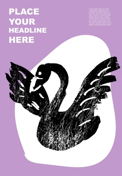 Swan Abstract Wild Animal Poster Jungle Forest Birds Set Contemporary — Vector de stock