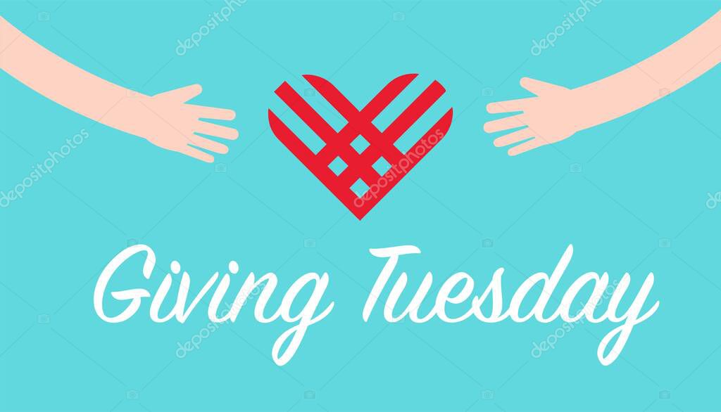 Happy Giving Tyesday. Trendy abstract art templates with hand, logo, dots. Set of flat backgrounds for social media, stories, banners, invitation card, poster, greeting card, header for website