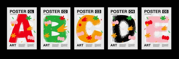 Letters Poster Layout Design Alphabet Cute Font Template Poster Banner — Vector de stock