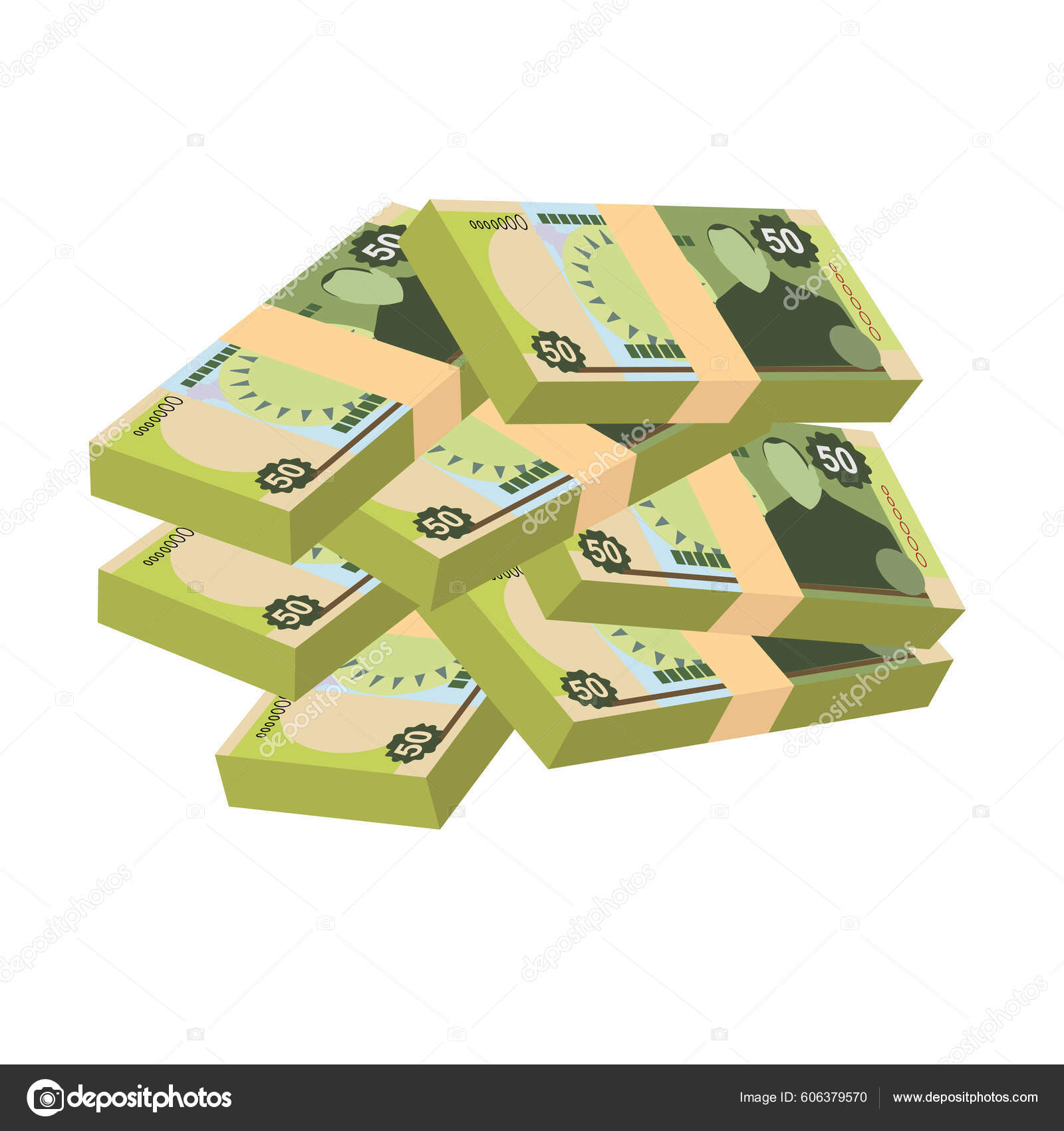 汤加潘加矢量图解汤加庞加币组合捆扎钞票纸币50托普平淡的风格被白色背景隔离最简单的设计图库矢量图©Zhuna 606379570