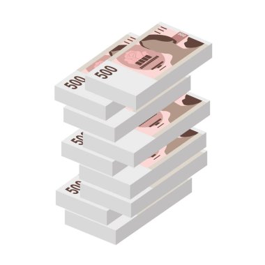 Çek Koruna Vektör İllüstrasyonu. Çek Cumhuriyeti 'nin parası tomarla para biriktirdi. Kağıt parası 500 CZK. Düz stil. Beyaz arka planda izole edilmiş. Basit minimal tasarım.