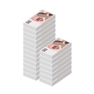 Çek Koruna Vektör İllüstrasyonu. Çek Cumhuriyeti 'nin parası tomarla para biriktirdi. Kağıt parası 500 CZK. Düz stil. Beyaz arka planda izole edilmiş. Basit minimal tasarım.