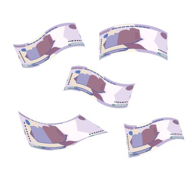 Uzbekistan Sum Vector Illustration. Uzbek money set bundle banknotes. Falling, flying money 50000 UZS. Flat style. Isolated on white background. Simple minimal design.