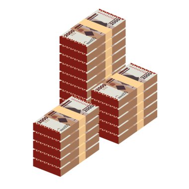 Tanzanya Şilin Vektör İllüstrasyonu. Tanzanya parası tomarla para ayarladı. Kağıt parası 2000 TSH. Düz stil. Beyaz arka planda izole edilmiş. Basit minimal tasarım.