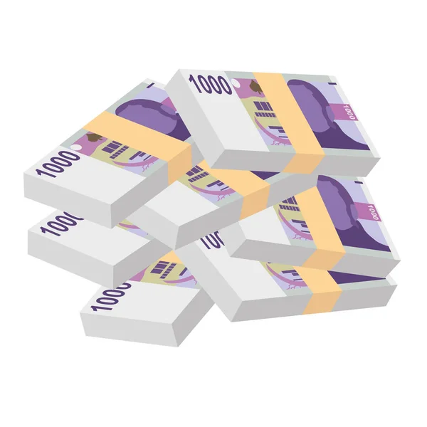 Tschechische Krone Vektor Illustration Tschechische Republik Geldmenge Bündel Banknoten Papiergeld — Stockvektor