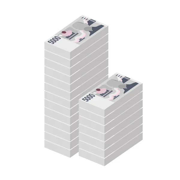 Tsjechische Koruna Vector Illustratie Tsjechische Republiek Geld Set Bundel Bankbiljetten — Stockvector