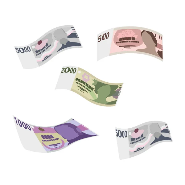 Czech Koruna Vector Illustration Czech Republic Money Set Bundle Banknotes — Διανυσματικό Αρχείο