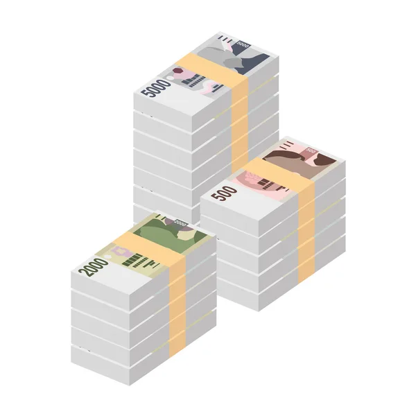 Czech Koruna Vector Illustration Czech Republic Money Set Bundle Banknotes — стоковий вектор