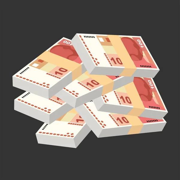 Kroatische Kuna Vector Illustration Kroatien Geld Set Bündel Banknoten Papiergeld — Stockvektor