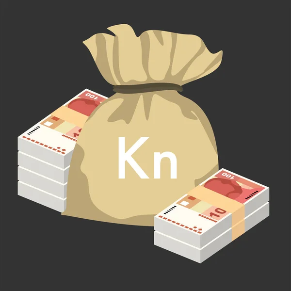 Croatian Kuna Vector Illustration Croatia Money Set Bundle Banknotes Money — Vetor de Stock