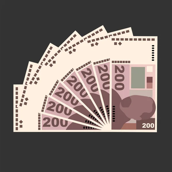 크로아티아 Kuna Vector Illustration 크로아티아의 지폐는 200 달러이다 스타일 배경에 — 스톡 벡터