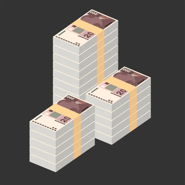 クロアチア ベクトルイラスト クロアチアのお金は銀行券をセット 紙幣200 Hrk フラットスタイル 白い背景に隔離されている シンプルなミニマルデザイン — ストックベクタ