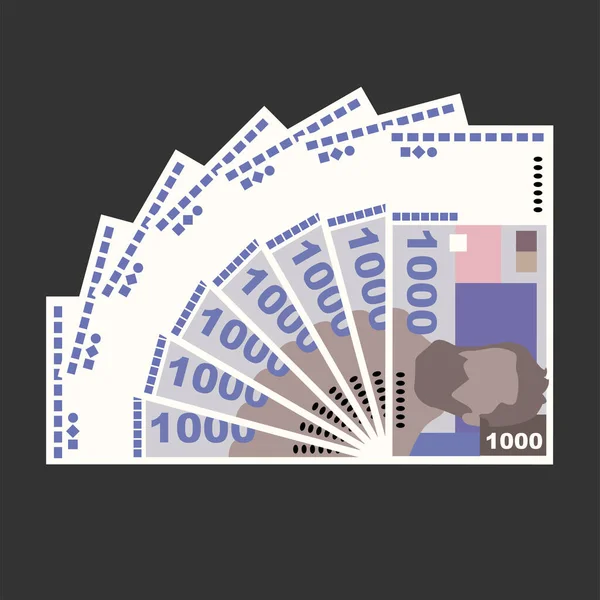 Croata Kuna Vector Illustration Croacia Dinero Conjunto Paquetes Billetes Papel — Archivo Imágenes Vectoriales