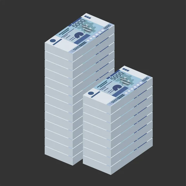 Cfp Franc向量说明 法国海外集合体的钞票包起来了 纸货币5000 Xpf 平淡的风格 被白色背景隔离 最简单的设计 — 图库矢量图片