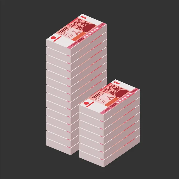 Cfpフランベクトルイラスト フランスの海外集金通貨は銀行券をセットします 紙幣10000 Xpf フラットスタイル 白い背景に隔離されている シンプルなミニマルデザイン — ストックベクタ