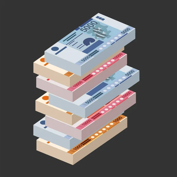 Cfp Franc Vector Illustration French Overseas Collectivities Money Set Bundle — Stockvector