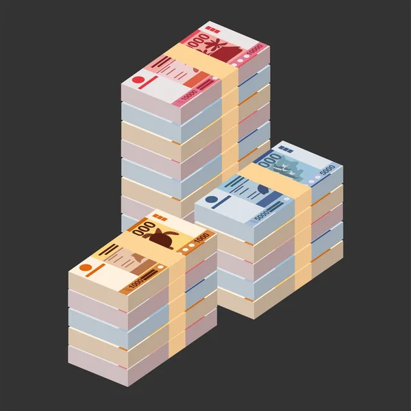 Cfp Franc Vector Illustration French Overseas Collectivities Money Set Bundle — Stock Vector