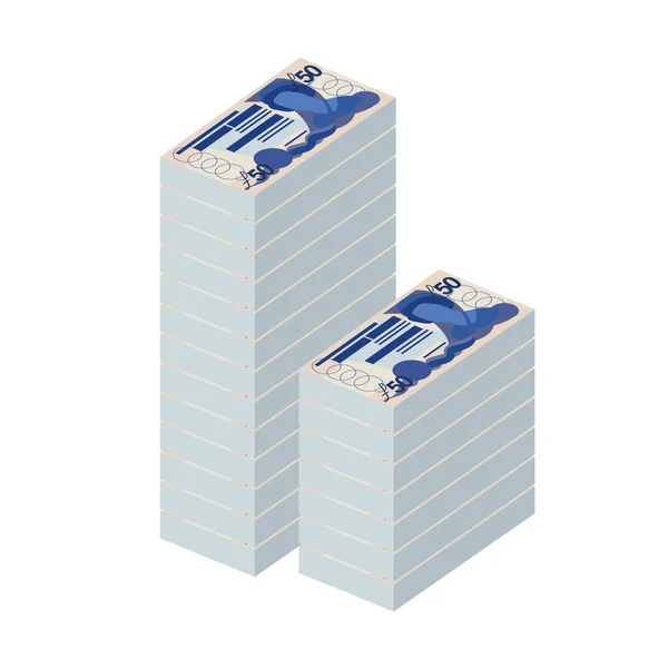 Islas Malvinas Libra Vectorial Ilustración Billetes Combinados Dinero Del Reino — Vector de stock
