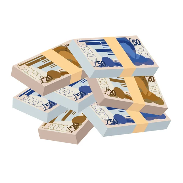 Falkland Islands Pound Vector Illustration Money Set Bundle Banknotes Paper — Stockový vektor