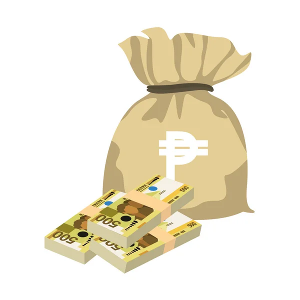 Philippine Peso Vector Illustration Philippines Money Set Bundle Banknotes Money — Vettoriale Stock