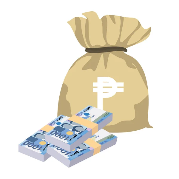 Philippine Peso Vector Illustration Philippines Money Set Bundle Banknotes Money — 스톡 벡터