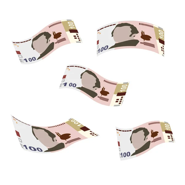 Ukrainian Hryvnia Vector Illustration Ukraine Money Set Bundle Banknotes Falling — Stockvector
