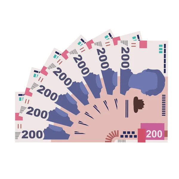 Ukrainische Hryvnia Vector Illustration Ukrainisches Geld Bündelt Banknoten Papiergeld 200 — Stockvektor