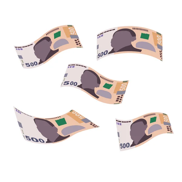 Ukrainian Hryvnia Vector Illustration Ukraine Money Set Bundle Banknotes Falling — Διανυσματικό Αρχείο