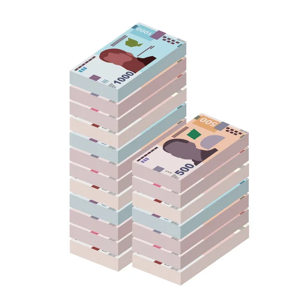 Ukrainian Hryvnia Vector Illustration Ukraine Money Set Bundle Banknotes Paper — Stockvector