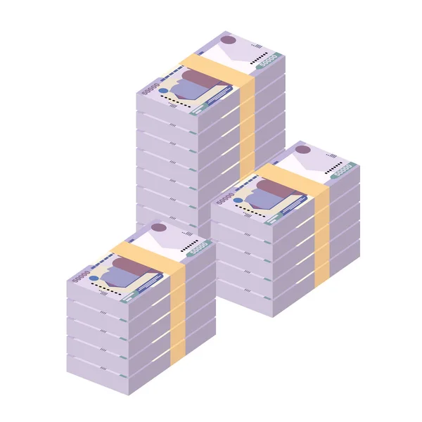 Uzbekistan Sum Vector Illustration Uzbek Money Set Bundle Banknotes Paper — 图库矢量图片