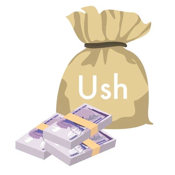 Uganda Shilling Vector Illustration Uganda Money Set Bundle Banknotes Money — Vettoriale Stock