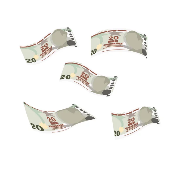 Turkish Lira Vector Illustration Turkey Money Set Bundle Banknotes Falling — Stock Vector