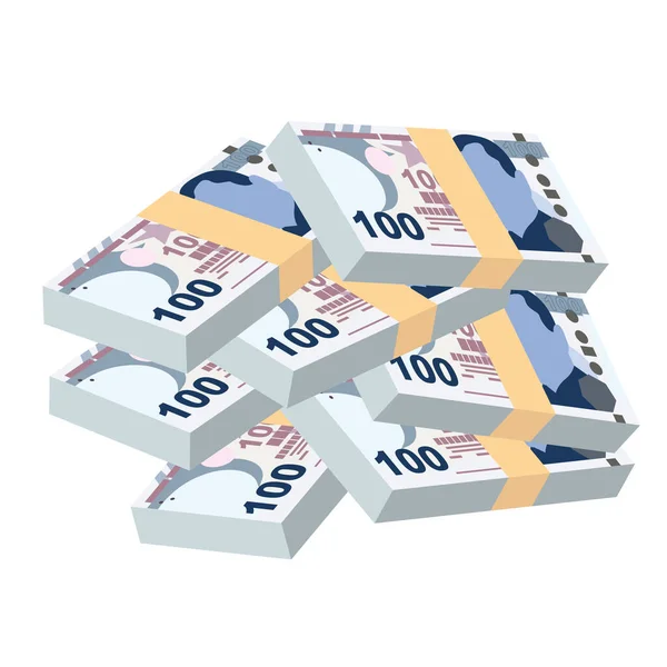 Турецкая Векторная Иллюстрация Лиры Банкноты Индейкой Бумажные Деньги 100 Try — стоковый вектор