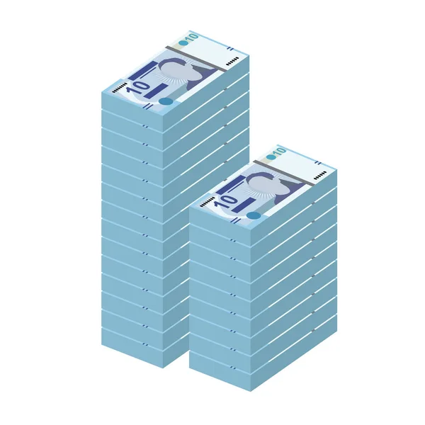 Tunecino Dinar Vector Illustration Túnez Fijó Paquete Billetes Dinero Papel — Vector de stock