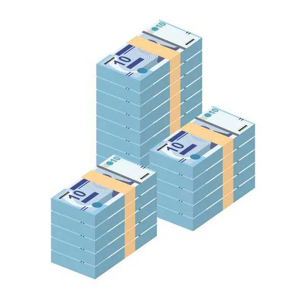 Tunisian Dinar Vector Illustration Tunisia Money Set Bundle Banknotes Paper — Stock Vector
