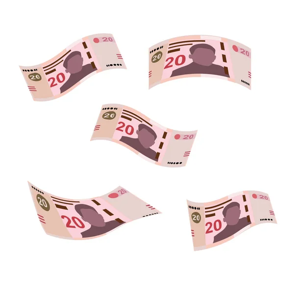 Tunisian Dinar Vector Illustration Tunisia Money Set Bundle Banknotes Falling — 图库矢量图片