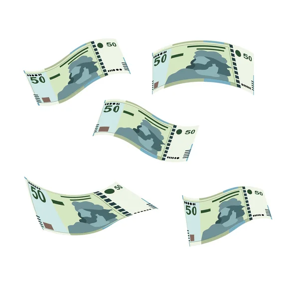 Tunisian Dinar Vector Illustration Tunisia Money Set Bundle Banknotes Falling — Διανυσματικό Αρχείο