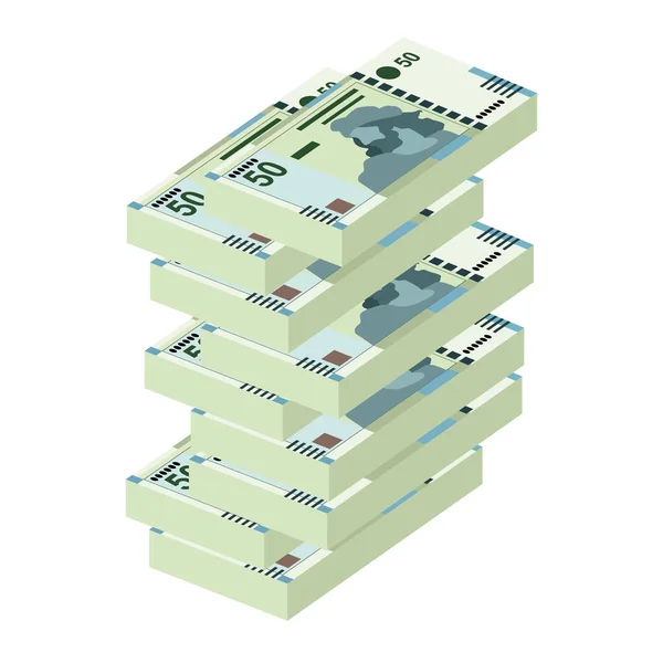 Illustrazione Vettoriale Del Dinaro Tunisino Tunisia Money Set Bundle Banknotes — Vettoriale Stock