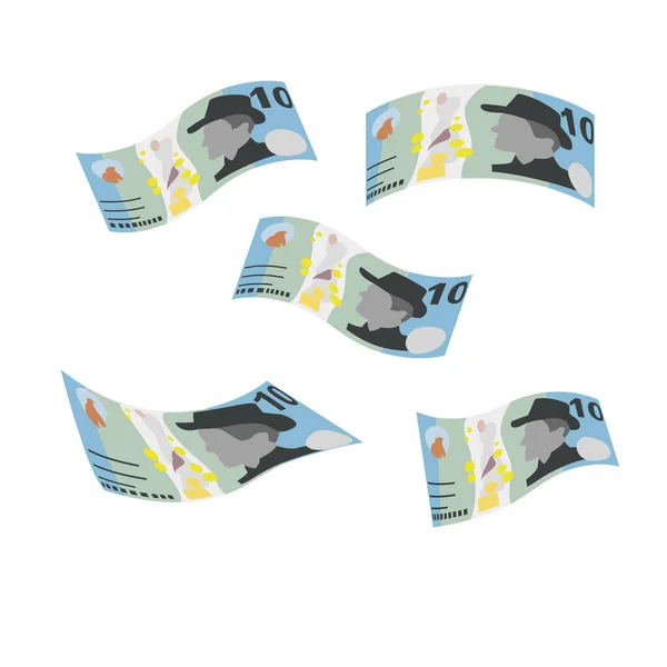 Australian Dollar Vector Illustration Australia Money Set Bundle Banknotes Falling — 图库矢量图片